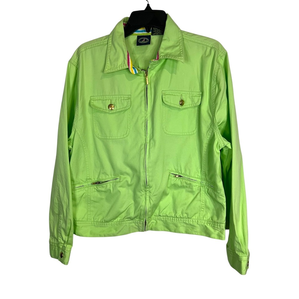 Lighthouse Apparel Women's Lime Green Cotton Zip Up Jacket - Size XL